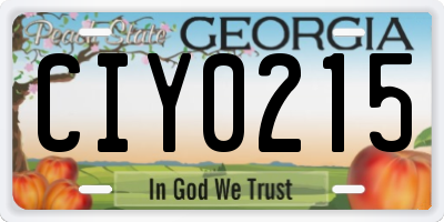 GA license plate CIY0215