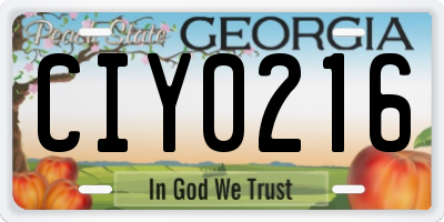 GA license plate CIY0216
