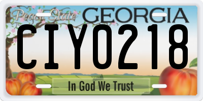 GA license plate CIY0218