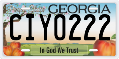 GA license plate CIY0222