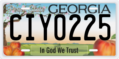 GA license plate CIY0225