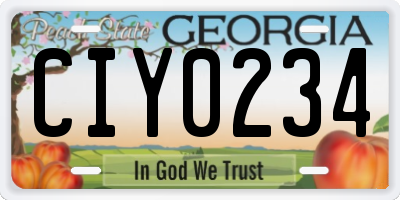 GA license plate CIY0234