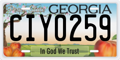 GA license plate CIY0259