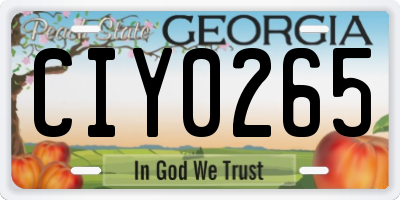 GA license plate CIY0265