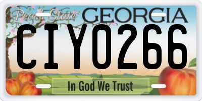 GA license plate CIY0266
