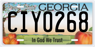 GA license plate CIY0268