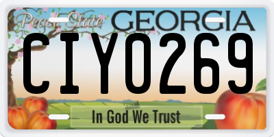 GA license plate CIY0269