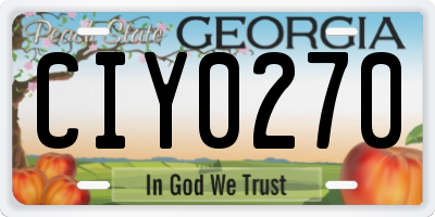 GA license plate CIY0270