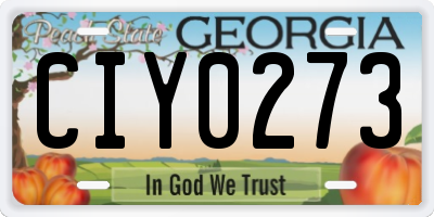 GA license plate CIY0273