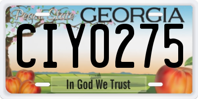 GA license plate CIY0275