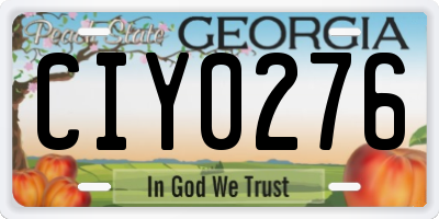 GA license plate CIY0276