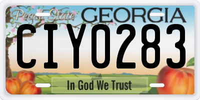 GA license plate CIY0283