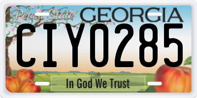GA license plate CIY0285
