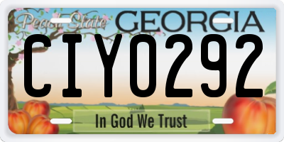 GA license plate CIY0292