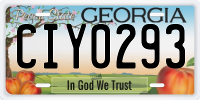 GA license plate CIY0293