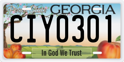 GA license plate CIY0301