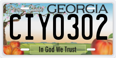 GA license plate CIY0302