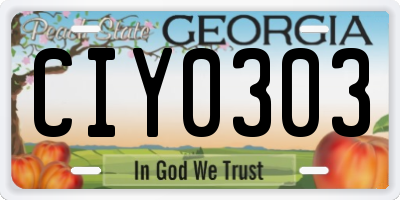GA license plate CIY0303