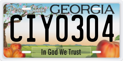 GA license plate CIY0304