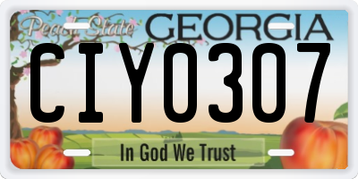 GA license plate CIY0307