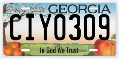 GA license plate CIY0309