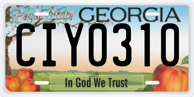GA license plate CIY0310