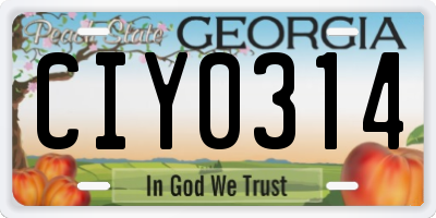 GA license plate CIY0314