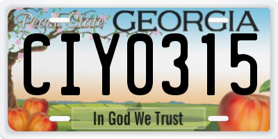 GA license plate CIY0315