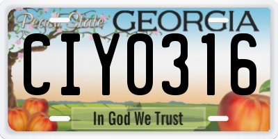GA license plate CIY0316