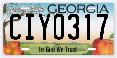 GA license plate CIY0317