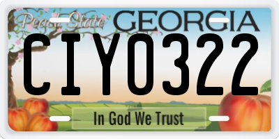 GA license plate CIY0322