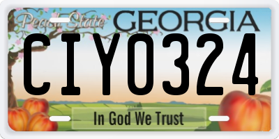 GA license plate CIY0324