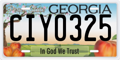 GA license plate CIY0325