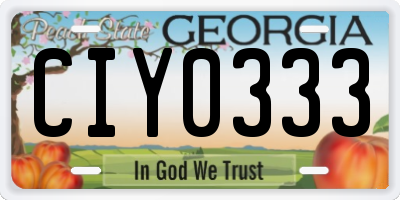 GA license plate CIY0333