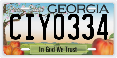 GA license plate CIY0334