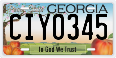 GA license plate CIY0345