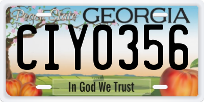 GA license plate CIY0356