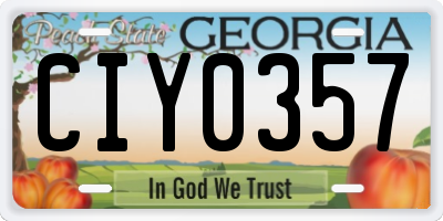 GA license plate CIY0357
