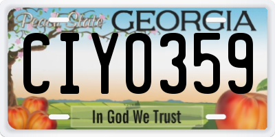 GA license plate CIY0359