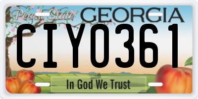 GA license plate CIY0361