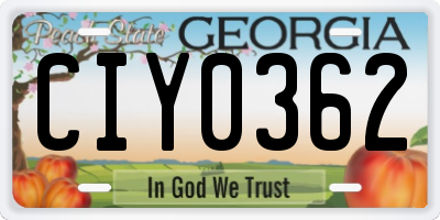 GA license plate CIY0362