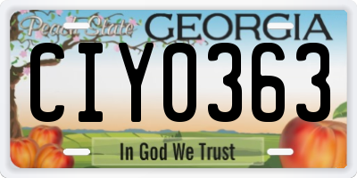GA license plate CIY0363