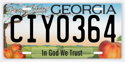 GA license plate CIY0364