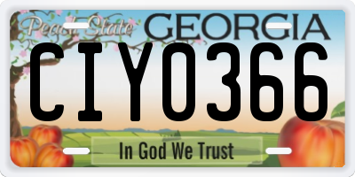 GA license plate CIY0366