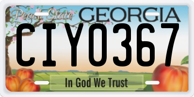 GA license plate CIY0367