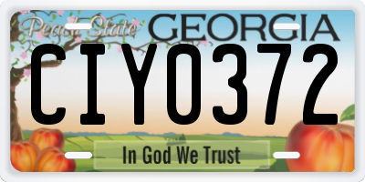 GA license plate CIY0372