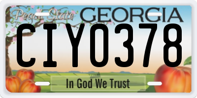 GA license plate CIY0378