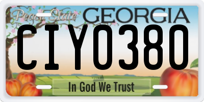 GA license plate CIY0380
