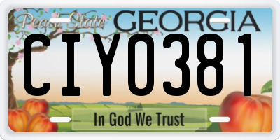 GA license plate CIY0381