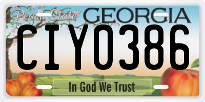 GA license plate CIY0386